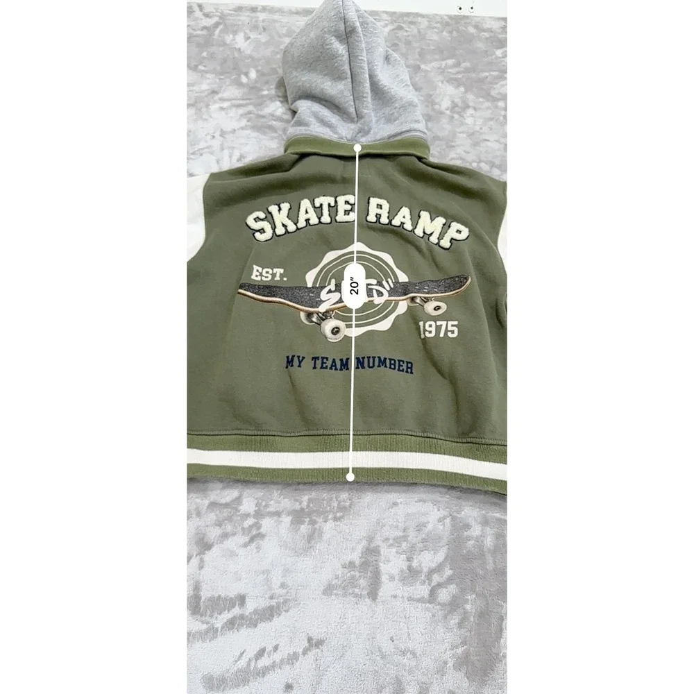 Zara Varsity Football‎ Bomber Letterman Snap Up Jacket Youth Boys Kids Size 9/10